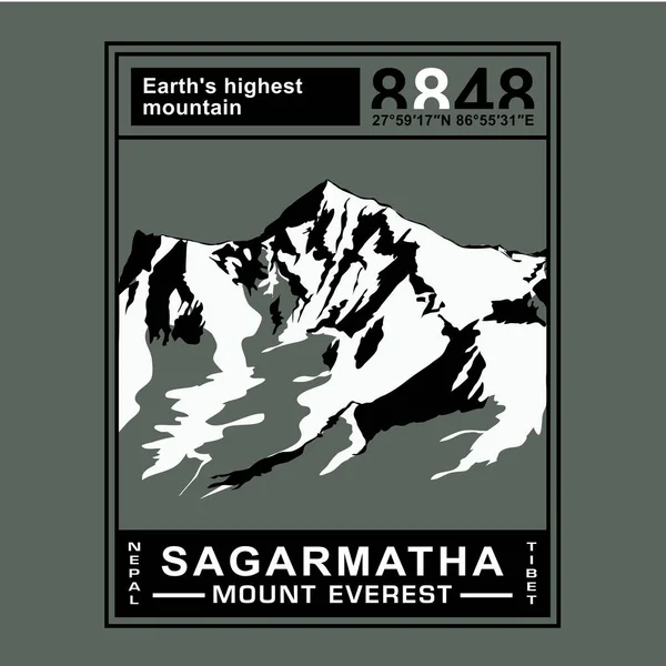 Bannière Élégante Avec Inscription Sagarmatha Mount Everest Illustration Vectorielle — Image vectorielle