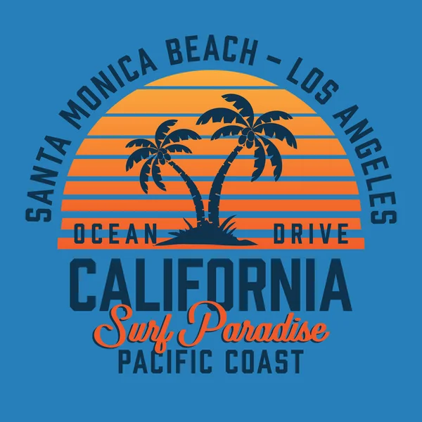 Banner Surf California Con Estilo Ilustración Vectorial — Archivo Imágenes Vectoriales