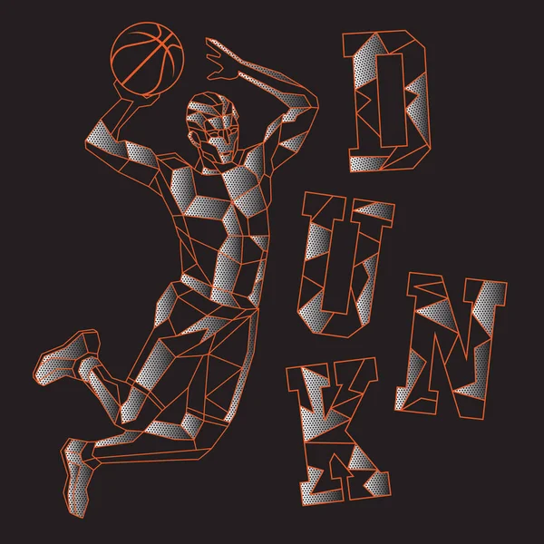 Bannière Élégante Avec Concept Basket Ball Inscription Dunk Illustration Vectorielle — Image vectorielle