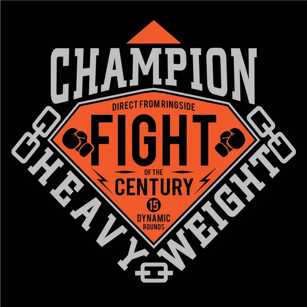 Stylish Banner Champion Fight Heavy Weight Inscription Vector Illustration — Stock Vector
