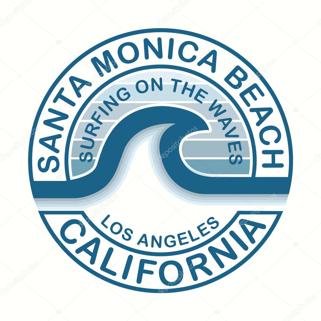 stylish banner with santa monica beach california inscription, vector illustration