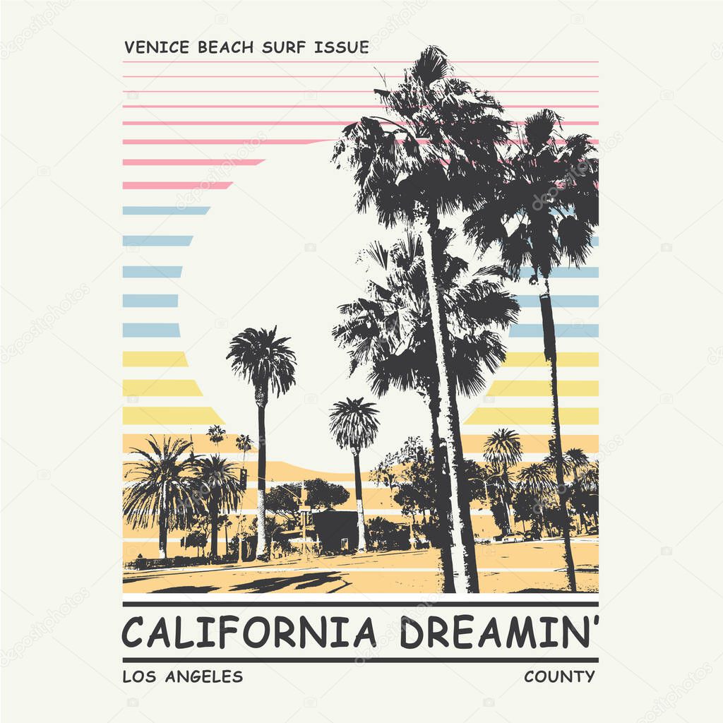 stylish banner with California dreaming inscription, vector illustration