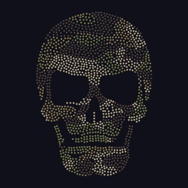 Noktalı kafatası ve vektör illüstrasyonlu şık bir pankart