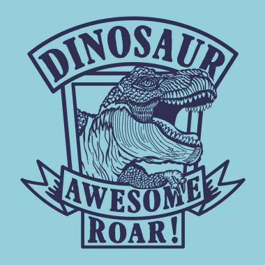 t-rex ile şık pankart, vektör illüstrasyonu