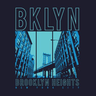 Brooklyn tepeleri, New York şehri, vektör illüstrasyonlu şık bir pankart.