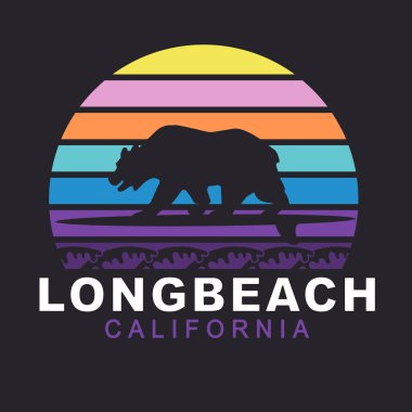 şık longbeach sörf afişi, vektör illüstrasyonu