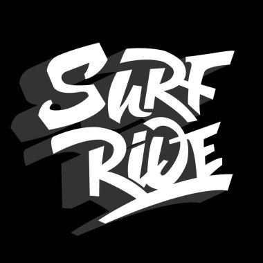 Sörf sürüşü yazısıyla şık bir pankart, vektör illüstrasyonu