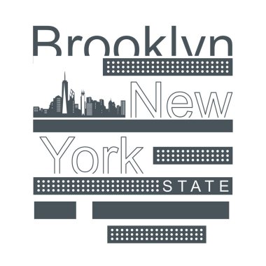 Brooklyn, New York 'lu şık pankart, vektör illüstrasyonu