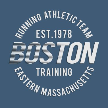 Boston 'da koşan atletizm takımı yazısıyla şık bir afiş, vektör illüstrasyonu