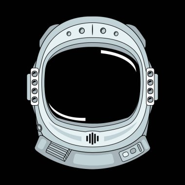 Kozmonot miğferli şık bir bayrak, vektör illüstrasyonu