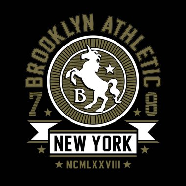 Brooklyn, New York 'lu şık pankart, vektör illüstrasyonu