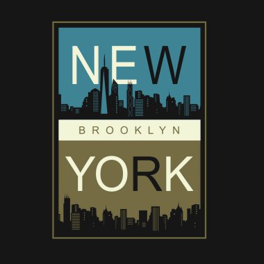 Brooklyn, New York 'lu şık pankart, vektör illüstrasyonu