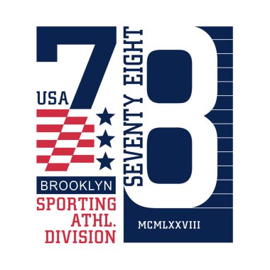 Yetmiş sekiz Brooklyn Spor Bölümü yazılı şık afiş, vektör illüstrasyon