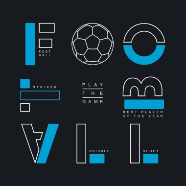 Futbol yazısıyla şık bir pankart, vektör illüstrasyonu