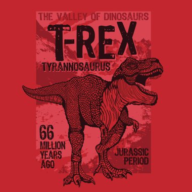 t-rex ile şık pankart, vektör illüstrasyonu