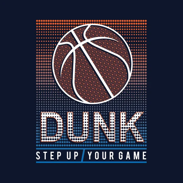 Stylish Banner Basketball Concept Dunk Inscription Vector Illustration — Stock Vector