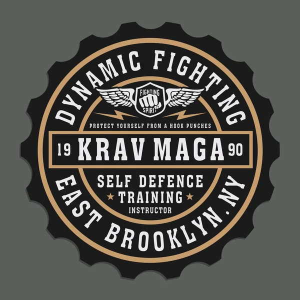 Dinamik dövüş krav maga yazısıyla şık bir bayrak, vektör illüstrasyonu