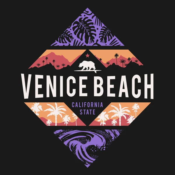 Elegante Pancarta Con Inscripción Estatal Venice Beach California Ilustración Vectorial — Archivo Imágenes Vectoriales