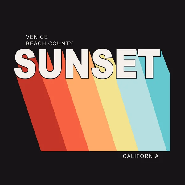 Banner Elegante Com Veneza Praia Concelho Califórnia Sunset Inscrição Ilustração —  Vetores de Stock
