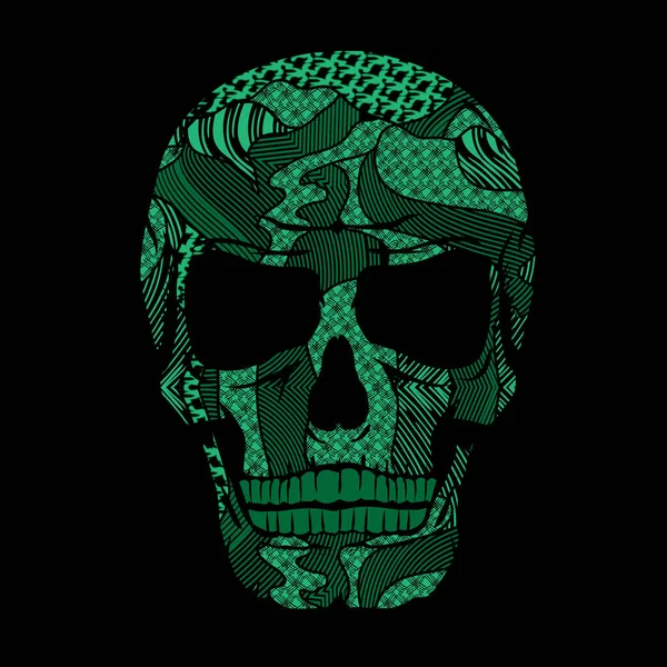 Banner Elegante Con Cráneo Verde Ilustración Vectores — Vector de stock