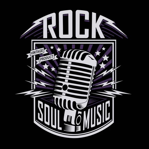 Banner Elegante Com Inscrição Microfone Música Rock Soul Ilustração Vetorial —  Vetores de Stock