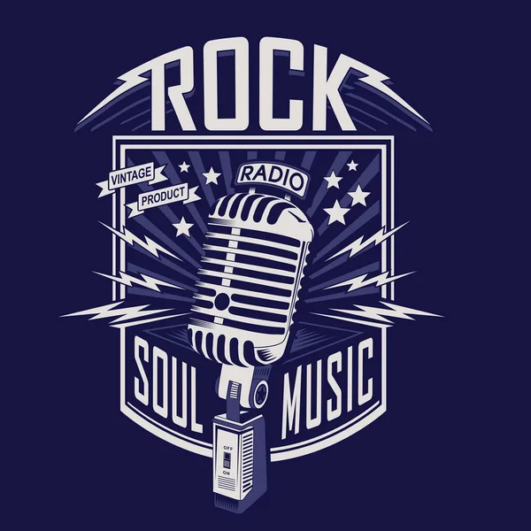 Stylisches Banner Mit Rock Soul Musik Mikrofonbeschriftung Vektorillustration — Stockvektor