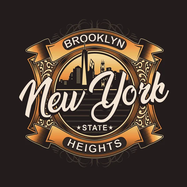 Stylish Banner Brooklyn Heights New York City Vector Illustration — Stock Vector