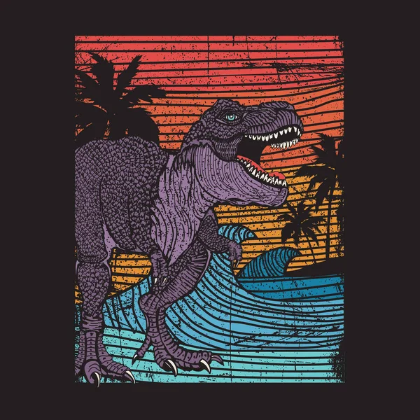 t-rex ile şık pankart, vektör illüstrasyonu