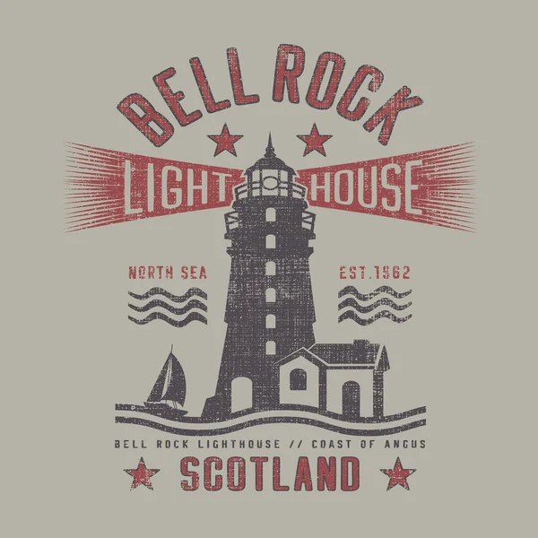 Bell rock deniz feneri yazısıyla şık bir pankart, vektör illüstrasyonu
