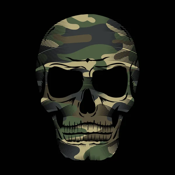 Stylish Banner Camouflage Skull Vector Illustration — Stock Vector