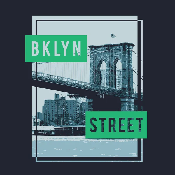 Stylish Banner Brooklyn Bridge New York City Vector Illustration — Stock Vector