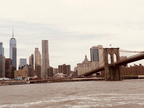 Sepia shot of brooklyn bridge in new york city