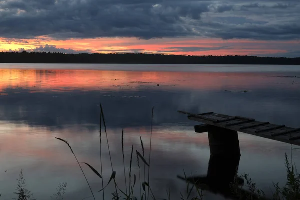 evening landscape beautiful sunset on the water, meditation nature