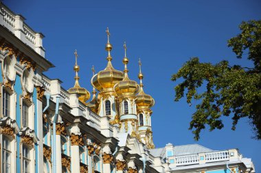 St. Petersburg, Puşkin / Rusya - 2 Ekim 2020: Tsarskoe selo 'daki Catherine Sarayı manzarası