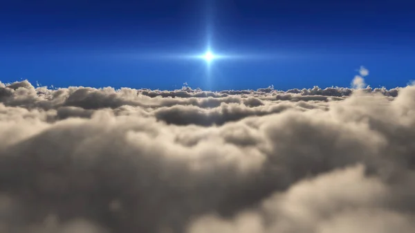 在云层中飞翔太阳射线 — 图库照片