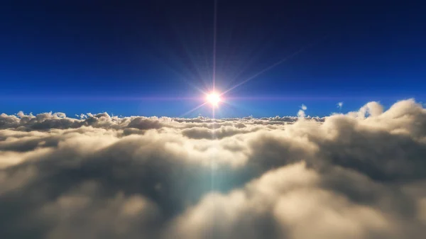 Letět Nad Mraky Sun Ray — Stock fotografie