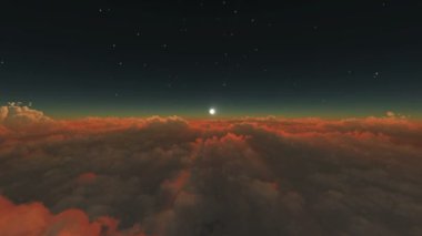 bulutların üstünde uzaydan gündoğumu