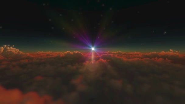 Salida Del Sol Del Espacio Por Encima Las Nubes — Vídeo de stock