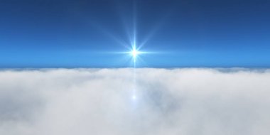 Yukarıdaki bulutlar üzerinde uçmak