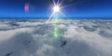 Yukarıdaki bulutlar üzerinde uçmak