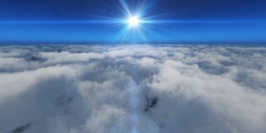 Yukarıdaki bulutlar üzerinde uçmak