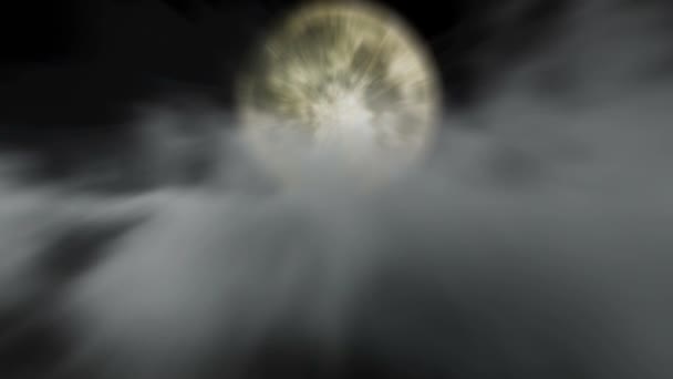 Луна Над Облаками Туман — стоковое видео