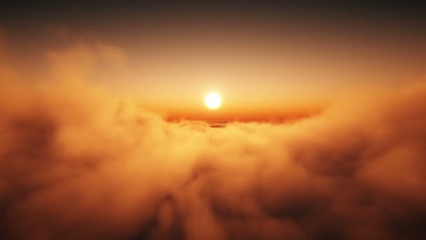 Volar Por Encima Nubes Puesta Sol — Vídeos de Stock