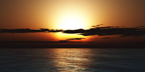Sunset in sea clouds