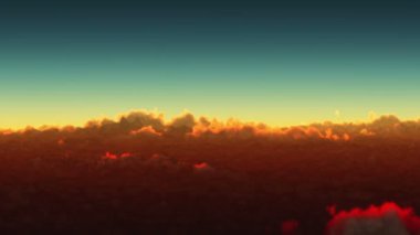 Planet sunrise bulutların üstünde