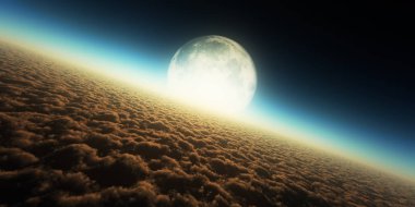 bulutlar ayın üstünden uçmak