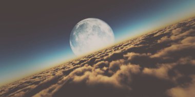 bulutlar ayın üstünden uçmak