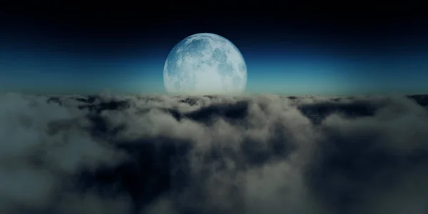 Volare Sopra Nuvole Luna — Foto Stock