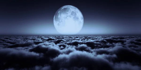 Letět Nad Mraky Měsíc — Stock fotografie