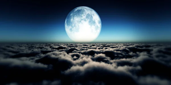 Vliegen Wolken Maan — Stockfoto
